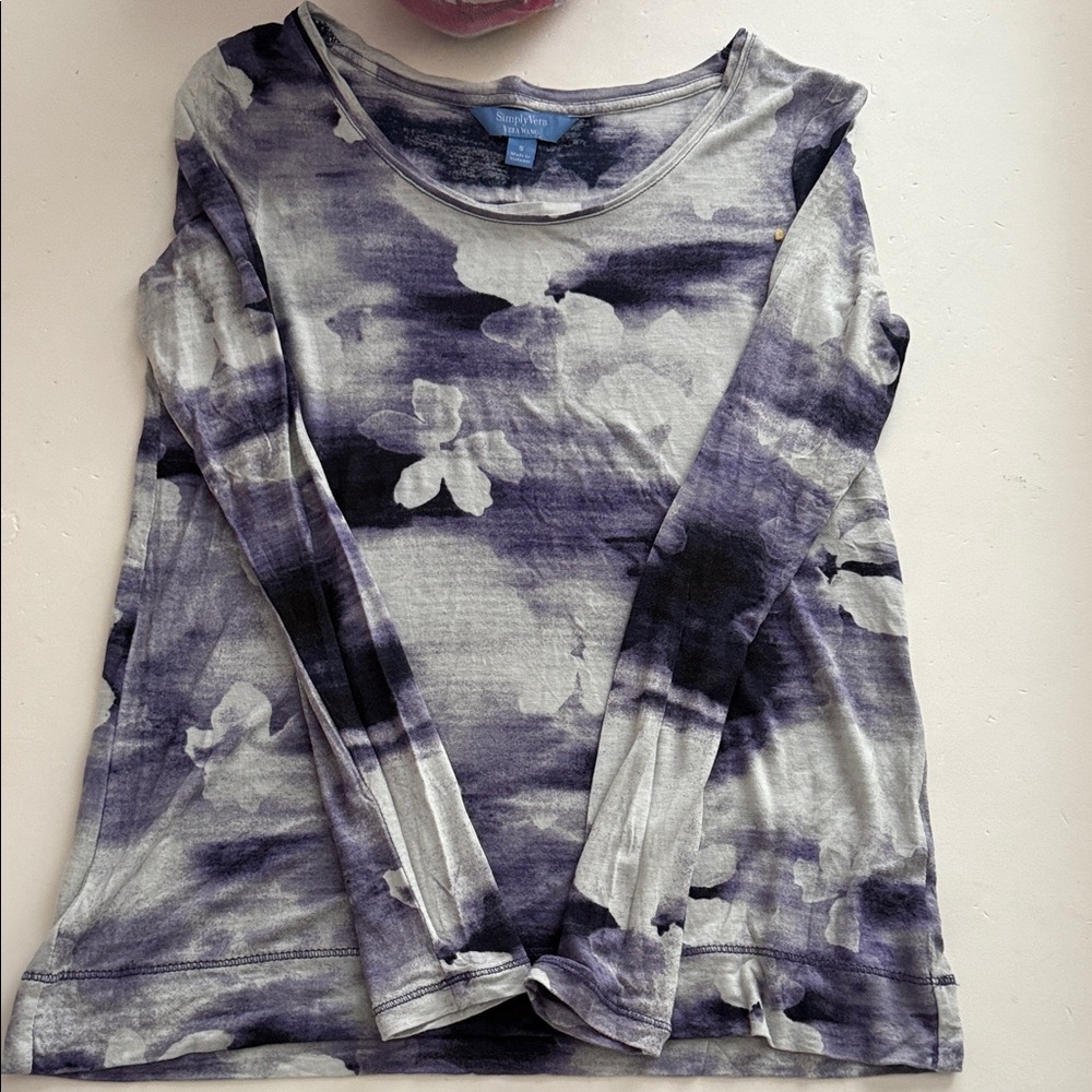 Simply Vera Women's Purple & Gray Long Sleeve Top Size Small
